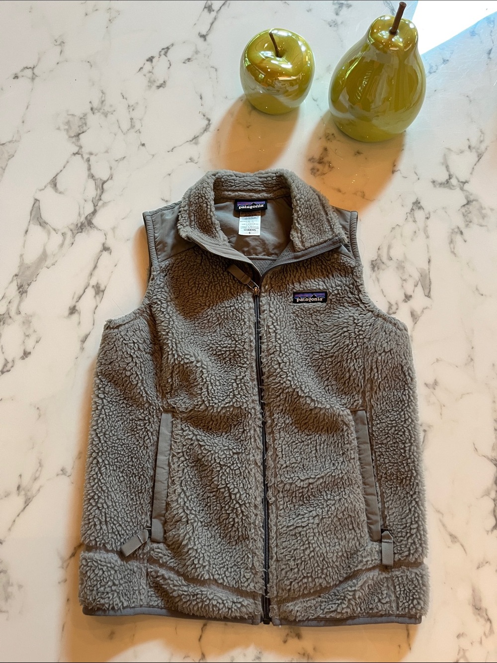 Gray Patagonia Faux Shearling Fuzzy Zip Up Vest